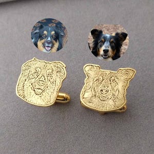 Your Pet Portrait Cufflinks, Personalized Cat Dog Cufflinks, Any Pet Portrait From Photo Cufflinks, Dog Cufflinks, Pet Memorial Gifts