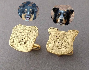 Your Pet Portrait Cufflinks, Personalized Cat Dog Cufflinks, Any Pet Portrait From Photo Cufflinks, Dog Cufflinks, Pet Memorial Gifts