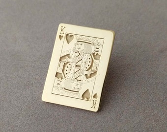 Personalized Playing Card Lapel Pin, Custom Poker Card Lapel Pin, King of Hearts Lapel Pin, Themed Decks of Cards Brooch, Poker Lover Gift