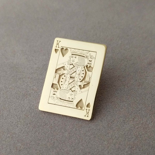 Personalized Playing Card Lapel Pin, Custom Poker Card Lapel Pin, King of Hearts Lapel Pin, Themed Decks of Cards Brooch, Poker Lover Gift