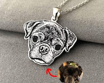 Custom Dog Portrait Necklace, Any Pet Portrait Necklace, Personalized Cat Necklace, Dog Photo Necklace, Pet Memorial Gift, Dog Mom Gift