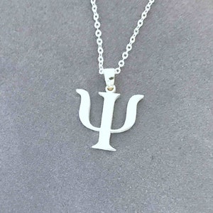 Silber Psi Halskette, Omega Halskette, jede griechische Halskette, Delta Halskette, Lambda Halskette, Sigma Halskette, einzelne griechische Alphabet Halskette
