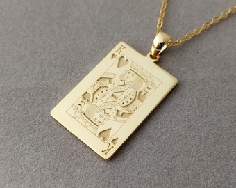Personalized Any Playing Card Necklace, Custom Poker Necklace, Blackjack Lover Gift, Poker Lover Gift, Themed Decks of Cards Accessory