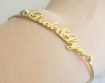 Brazalete con nombre personalizado para mujer, brazalete con nombre, brazalete dorado con nombre, brazalete con nombre personalizado, regalo de boda