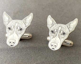 Pet Portrait from Photo Cufflinks, Dog Photo Cufflinks, Silver Dog Portrait Cufflinks, Cat Portrait Dog Cufflinks, Pet Memorial Gifts