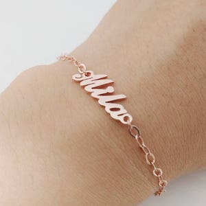 Personalized Name Bracelet Rose Gold, Tiny Name Bracelet, Dainty Name Chain Bracelet, Baby Name Bracelet, Birthday Gift, Bridesmaids Gift