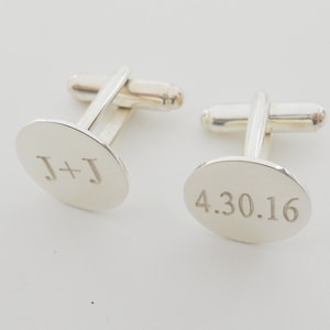 Father Of the Goom Cufflinks,Engraved Cuff links for Groom,Personalized Wedding Cuff links,Silver Initials and Date Cufflinks,Gift for Him