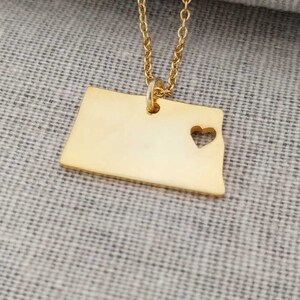 Gold North Dakota Halskette,ND State Halskette mit Herz,North Dakota State Love Halskette,Personalisierte North Dakota State Schmuck