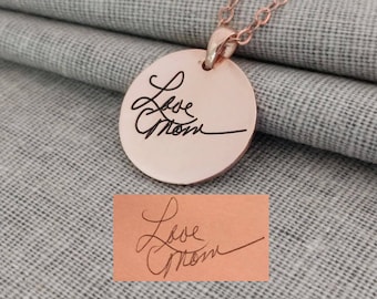 Aangepaste handschriftketting, gepersonaliseerde handtekeningketting, roségouden handgeschreven herdenkingsketting, handschriftsieraden, afstudeercadeau
