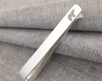 Silver Elephant Tie Clip,Personalized Any Logo Tie Bar Clip,Wedding Logo Tie Bar Clip,Company Logo Tie Clip,Wedding Tie Clip ,Christmas Gift