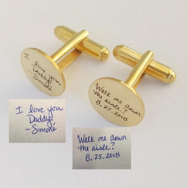 Father of the Bride Cufflinks, Real Handwriting Wedding Cufflinks, Custom Handwriting Cufflinks, Custom Signature Cufflinks, Gift for Him