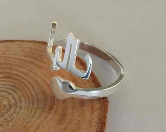 Silver Arabic Name Ring with Heart,Custom Arabic Ring,Personalized Tiny Farsi Name Ring,Persian Name Ring,Islamic Name Ring, Gift for Her