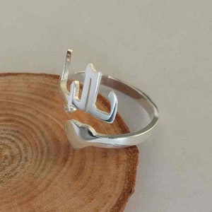 Silber Arabischer Namensring mit Herz, benutzerdefinierter arabischer Ring, personalisierter kleiner Farsi-Namensring, persischer Namensring, islamischer Namensring, Geschenk für sie