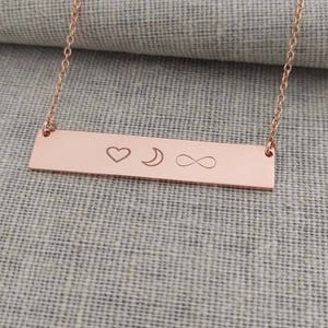 I Love You to The Moon and Back Necklace,Love Bar Necklace,Customized Symbol Bar Necklace, Moon Nekclace,Infinity Bar Necklace image 2