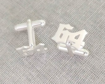 Old English Numbers Cufflinks, Wedding Cufflinks for Groom, Custom Numeral Cufflinks, Custom Old English Cufflinks,Personalized Cufflinks