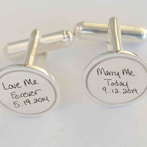 Wedding Cufflinks for Groom, Custom Handwriting Cufflinks, Custom Signature Cufflinks,Personalized Handwritten Cufflinks,Christmas Gift