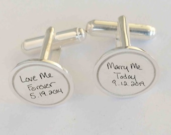 Wedding Cufflinks for Groom, Custom Handwriting Cufflinks, Custom Signature Cufflinks,Personalized Handwritten Cufflinks,Christmas Gift