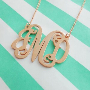 Personalized Initial Necklace,1 inch Rose Gold Monogram Necklace,Monogrammed Necklace,Celebrity Monogram Necklace,Custom Christmas gift