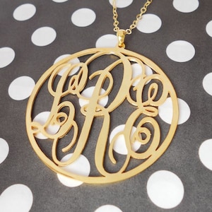 1.75 inch Gold Monogram Necklace,Monogram Circle Necklace,Monogram Initial Necklace,Personalized Monogram Jewelry,Bride Jewelry