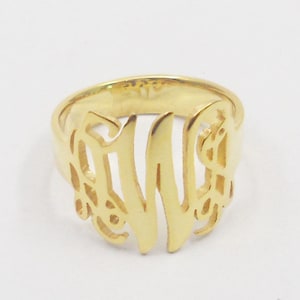 Gold Monogram Ring, Monogram Ring Initial,Silver Monogram Ring, Monogrammed Initial Rings Women, Solid 925 Sterling Silver Ring