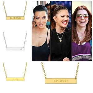 Personalized Bar Necklace,Name Bar Necklace,Name Plate Necklace,Monogram Bar Necklace,Initial Bar Necklace,Roman Numeral Necklace
