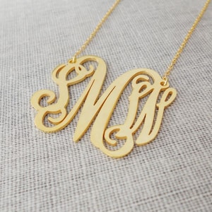 Personalized 3 Initials Monogram Necklace 1 inch,Gold Monogram Initial Necklace, Initial Necklace,Nameplate Necklace Gold,Bridesmaids Gift