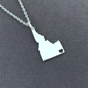 Silber ID State Halskette, Idaho State Halskette,State Shaped Halskette,personalisierte Idaho Karte Halskette mit Herz,ID State Schmuck