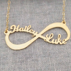Collier infini en or, collier prénom infini, collier double prénom infini, collier symbole infini, collier éternité, collier couple