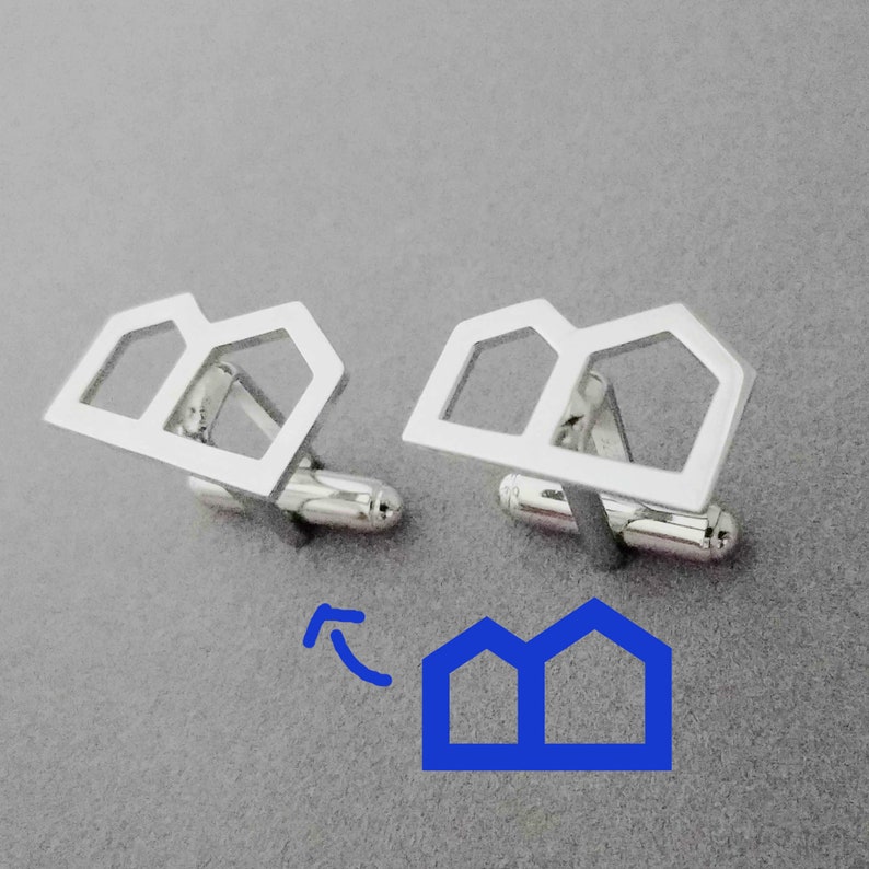 Boutons de manchette avec logo d'entreprise, boutons de manchette avec logo personnalisé, boutons de manchette avec logo d'entreprise, boutons de manchette avec logo de mariage, boutons de manchette avec illustration, cadeau pour un collègue White Gold Plated