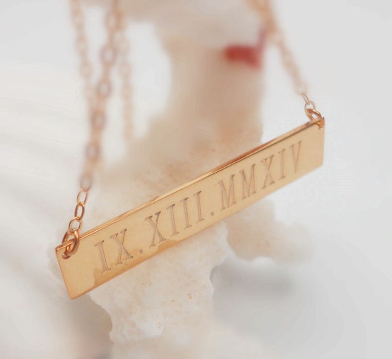 Necklace with shop roman numeral date