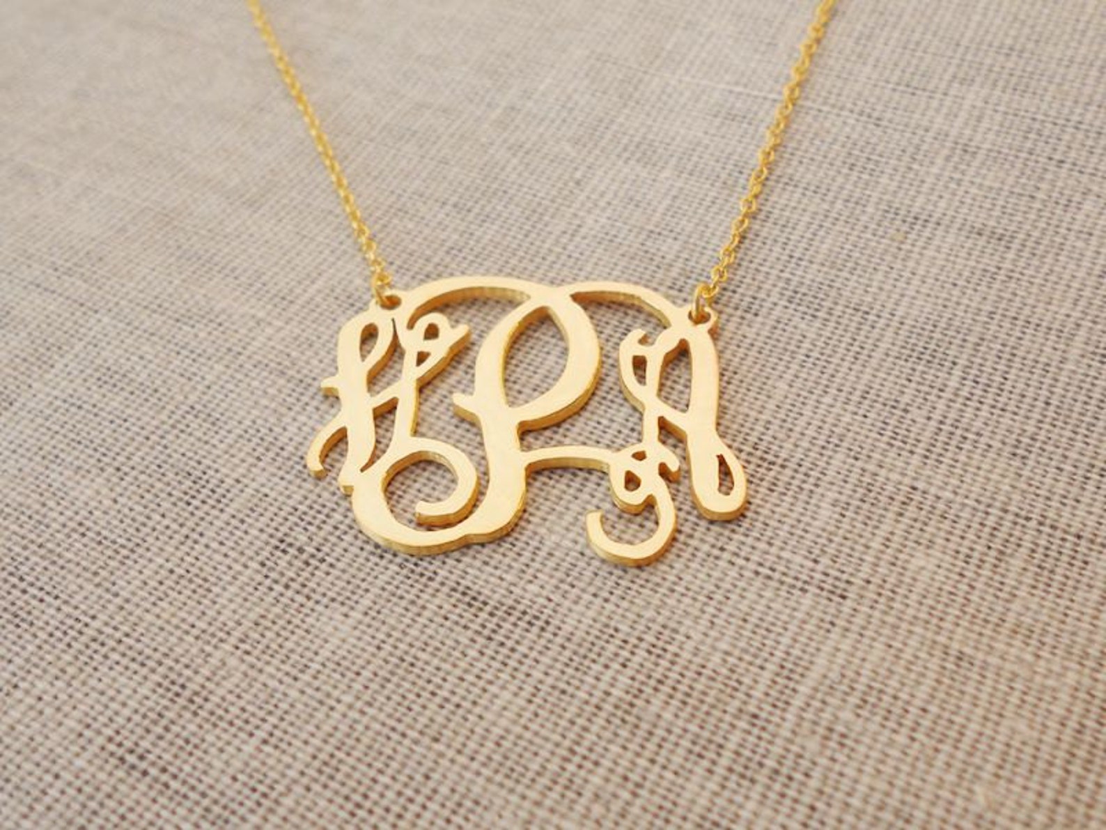 3 Initial Personalized Monogram Necklace 18K Gold Plating 1 Etsy