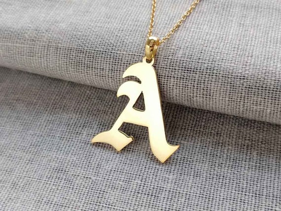 Gold old english initial best sale necklace