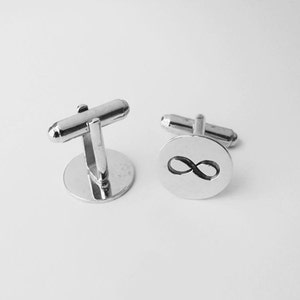 Custom Groom Cufflinks with Infinity Symbol,Silver Mens Cuffinks,Wedding Cufflinks,Gift for Groom,Personalized Monogram Cufflinks