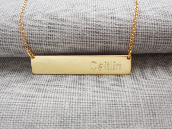 Gold Name Bar Necklace gold Plate Necklace engraved Bar Necklace horizontal Bar Jewelry personalized Bar Necklace bar Necklace Name Etsy Canada