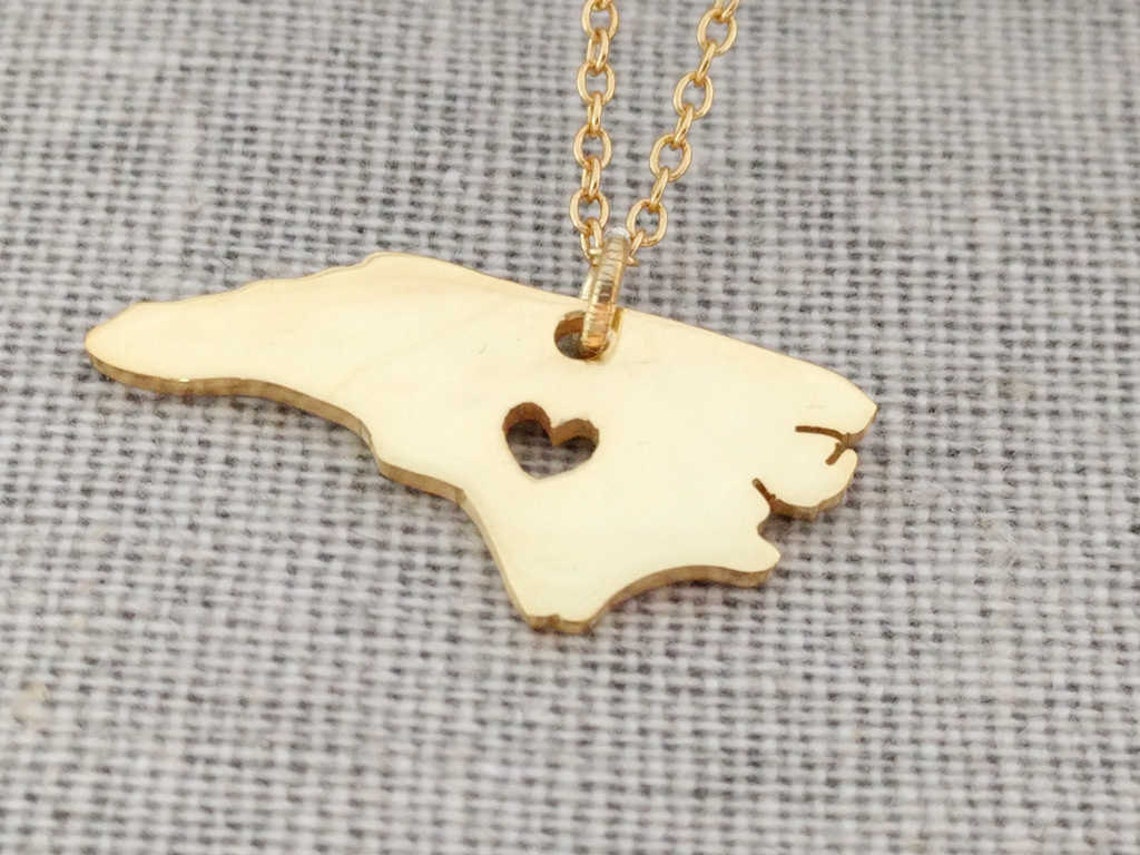 Gold North Carolina Necklacenc State Necklacenorth Carolina Etsy