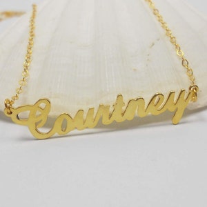 Gold Name Necklace,Personalized Name Necklace,Custom Celebrity Carrie Style Necklace, 18K Gold Plated Sterling Silver