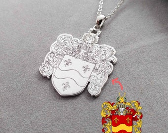 Custom Coat of Arms Necklace, Family Crest Necklace, Family Crest Signet Necklace, Family Logo Necklace, Class Signet Necklace, Family Gift