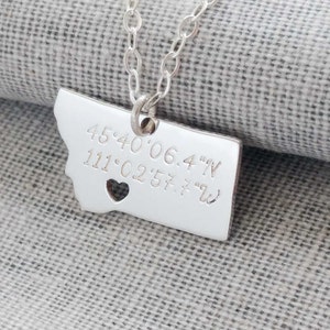 Latitude longitude Montana Necklace,Coordinates Montana State Necklace,Any State Latitude longitude Necklace,Coordinates MT State Necklace