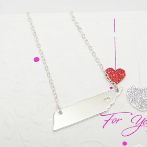 Silver Tennessee Shape Necklace,TN State Charm Necklace,Tennessee State Necklace ,Personalized Tennessee State Necklace With A Heart