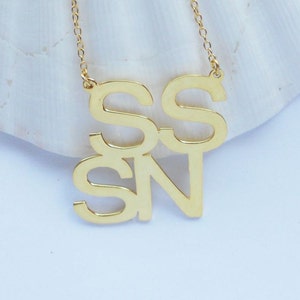 4 Initials Name Necklace Gold Plated over Sterling Silver,Best Friends Necklace,Friendship Necklaces,Couples Nameplate Necklace