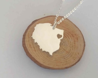 Silver Poland Necklace,Any Country Necklace,Poland Shaped Jewelry,Poland Country Necklace,Personalized Poland Charm Necklace