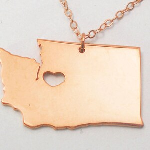 Washington State Halskette mit Herz, WA Karte Halskette, Personalisierte Washington State Halskette rose vergoldet Staat Halskette