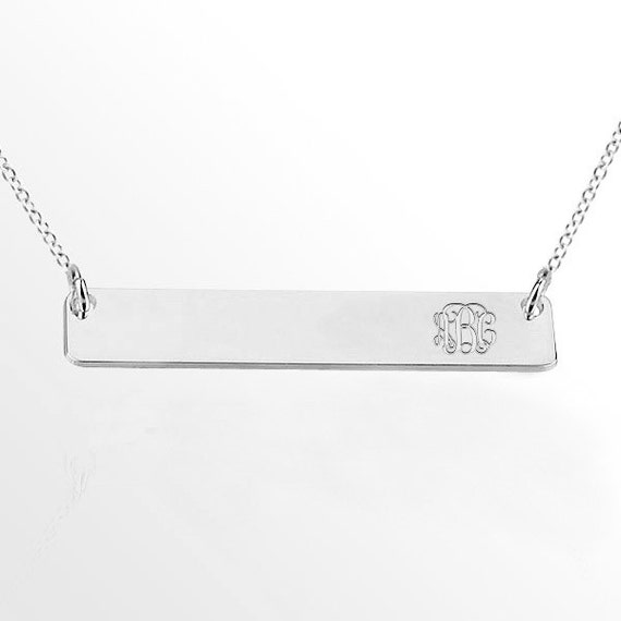 Sterling Silver Monogram Bar Necklace