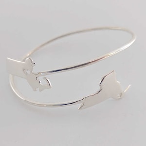 New York to Massachusetts State Bangle Bracelet,Personalized Two State to State Bangle,Double State Bracelet,Best Friend Long Distance Gift