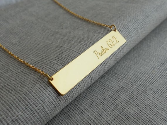 Personalized Bible Verse Necklace Gift for Mom Religious Bar  ENGRAVE Bible Scripture Chain main image 1