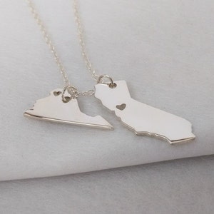 Two State or Country Necklace,Silver Two States Necklace,Best Friendship State Necklace,Small TWO States Pandent on a Necklace.