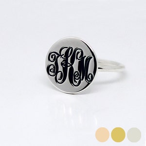 Monogram Ring, Personalized Sterling Silver Initial Ring  , Engraved Name Ring, Solid 925 Sterling Silver Ring