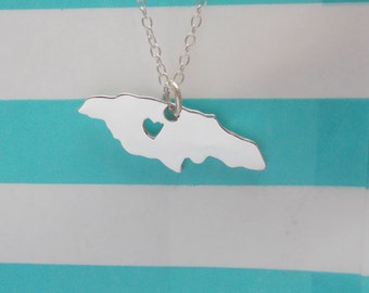 Silver Jamaica Necklace,Any Country Necklace,Jamaica Shaped Jewelry,Jamaica Country Necklace,Personalized Jamaica Charm Necklace