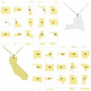 CHOOSE YOUR STATE,Custom State Necklace,State Charm Necklace ,State Shaped Necklace,Personalized State Necklace With A Heart