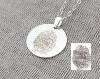 Joyería de huellas dactilares, collar personalizado de huellas dactilares, collar conmemorativo de huellas dactilares de plata, collar con dije de huella dactilar de plata personalizado